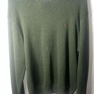Men's VTG polo Ralph Lauren crew neck knit cotton Green Sweater